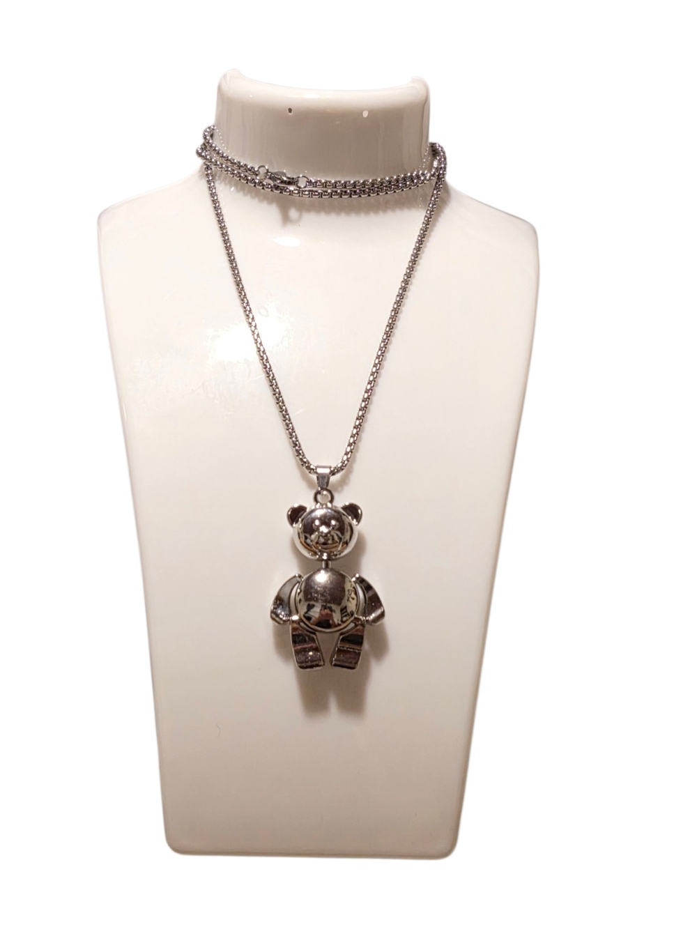 New Stainless Steel  Teddy Bear Pendant Necklace (Unisex)